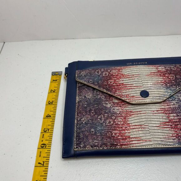 Lori Goldstein Leather Large Envelope Navy Snake Print Pouch Womens NWOT - Picture 10 of 10